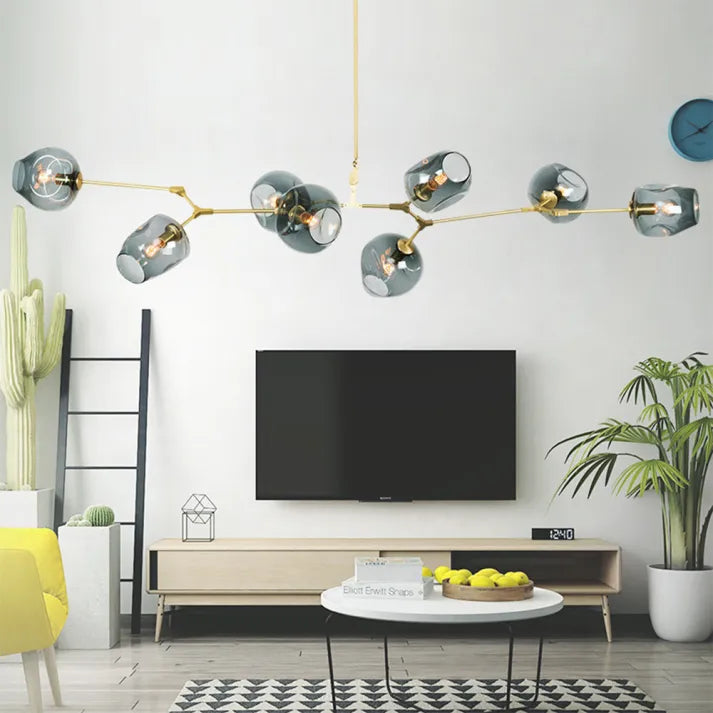 Bifurcation Sputnik chandelier made of bubble glass