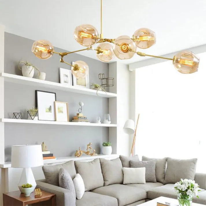 Bifurcation Sputnik chandelier made of bubble glass
