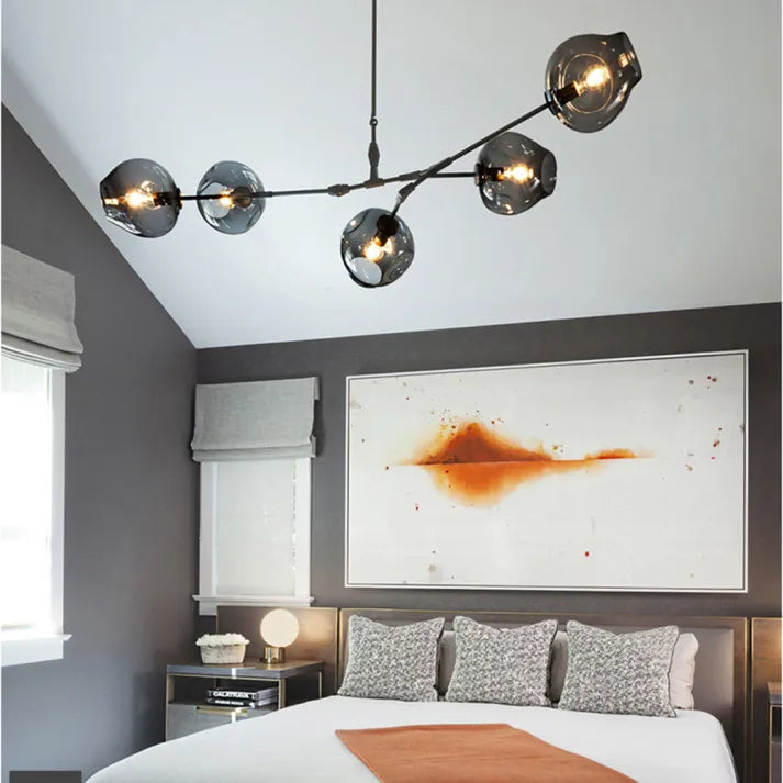 Bifurcation Sputnik chandelier made of bubble glass