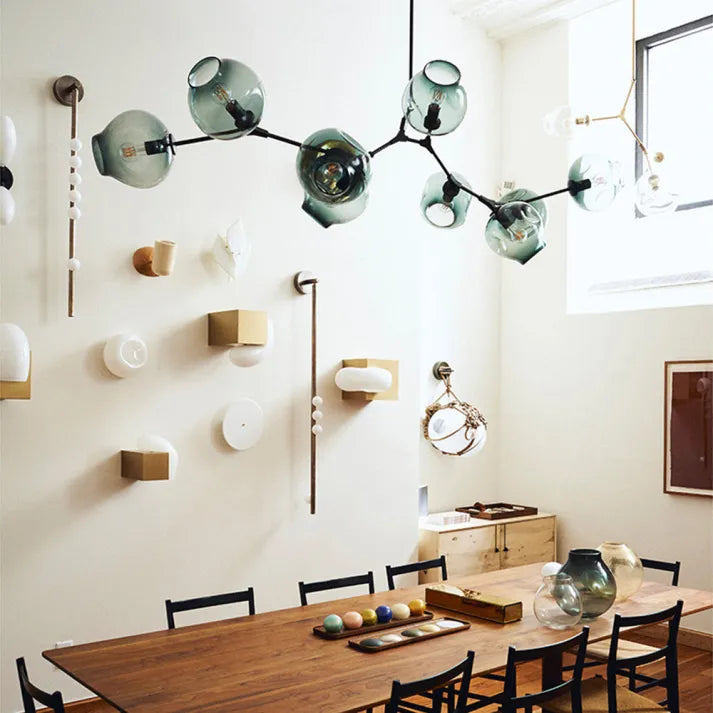 Bifurcation Sputnik chandelier made of bubble glass