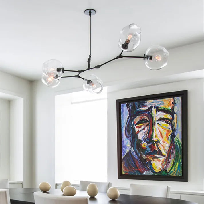 Bifurcation Sputnik chandelier made of bubble glass