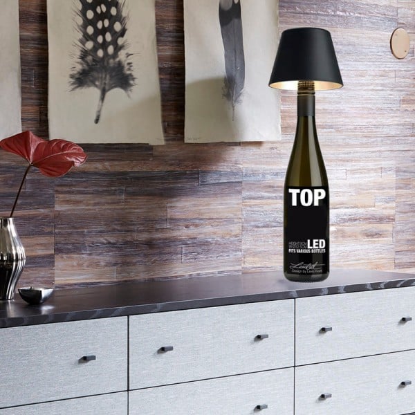 DIY rechargeable wine bottle table lamp head