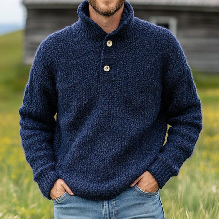 Men's knitted sweater with two buttons