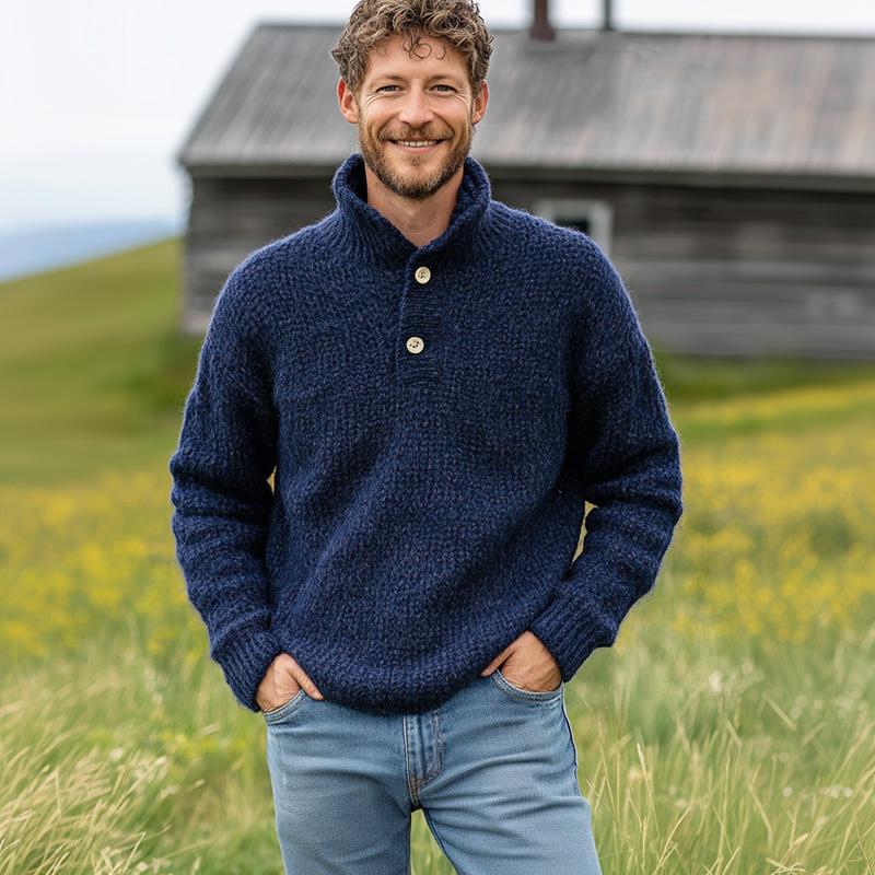 Men's knitted sweater with two buttons