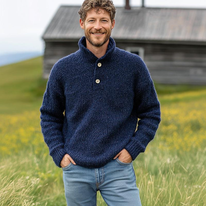 Men's knitted sweater with two buttons