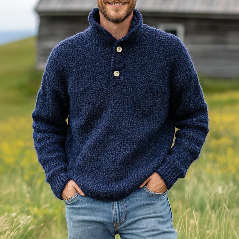 Men's knitted sweater with two buttons
