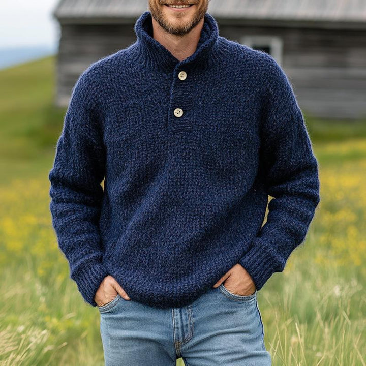 Men's knitted sweater with two buttons