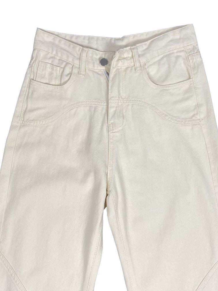 Theia - White baggy jeans in vintage look with slit