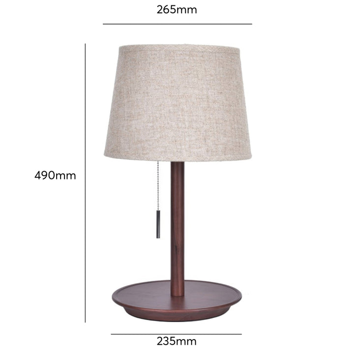 Gentle Glow lamp made of Nordic walnut wood with luxurious fabric accents