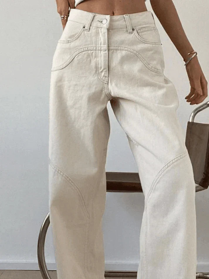 Theia - White baggy jeans in vintage look with slit