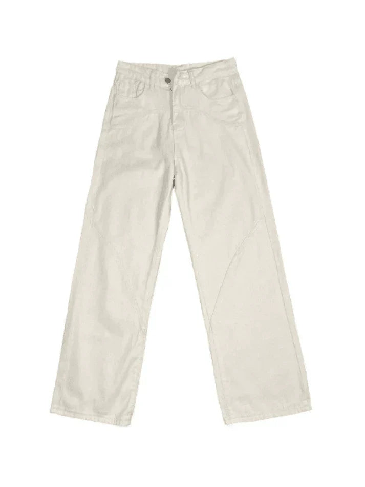Theia - White baggy jeans in vintage look with slit