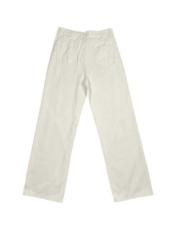 Theia - White baggy jeans in vintage look with slit
