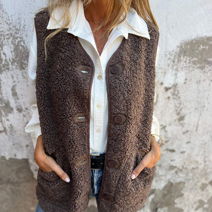 Layla | Women's winter vest made of soft wool with buttons 