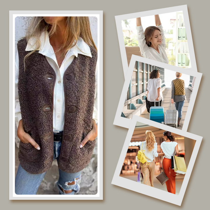Layla | Women's winter vest made of soft wool with buttons 