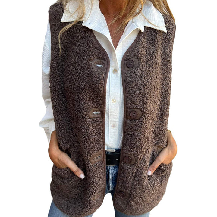 Layla | Women's winter vest made of soft wool with buttons 