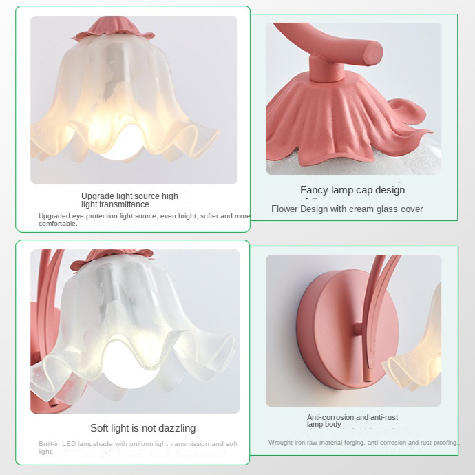 French retro garden flower wall lamp