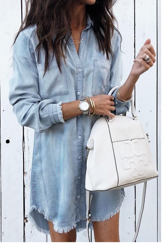 Riley - Washed denim shirt dress 