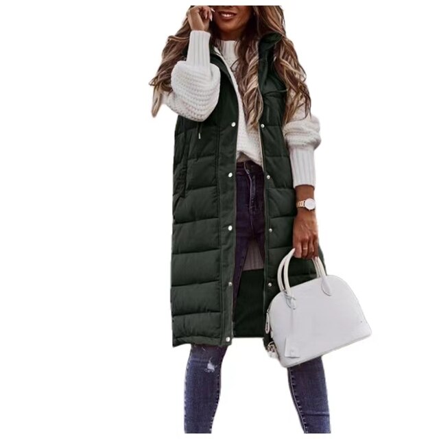 Kiera - Strickjacke Lange Jacke aus Baumwolle Ärmellose lockere Jacke