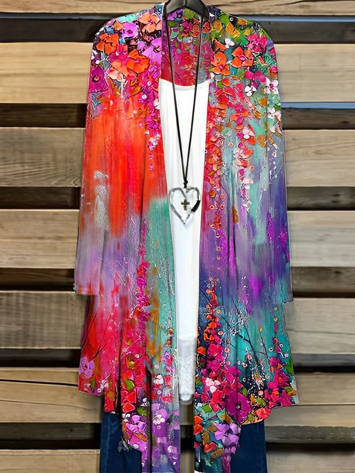 Lena™ Women's lightweight wrap vest with painted print