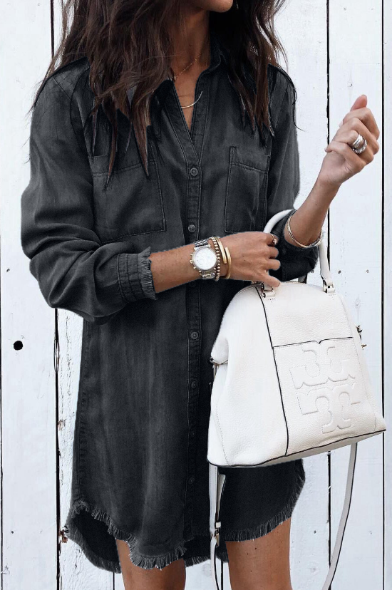 Riley - Washed denim shirt dress 