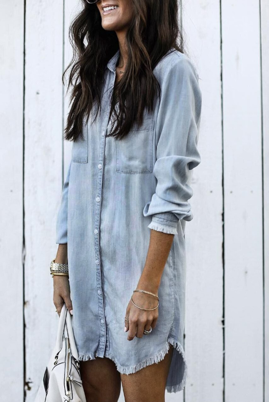 Riley - Washed denim shirt dress 