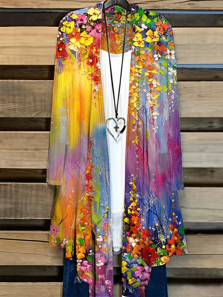 Lena™ Women's lightweight wrap vest with painted print