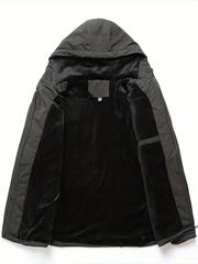 Parker - Warm fleece jacket with hood, casual men's winter jacket for outdoor activities