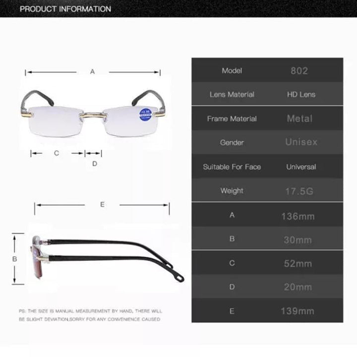 ClarityLuxe - Sapphire high hardness anti-blue progressive distance and near vision dual-use reading glasses