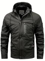 Parker - Warm fleece jacket with hood, casual men's winter jacket for outdoor activities
