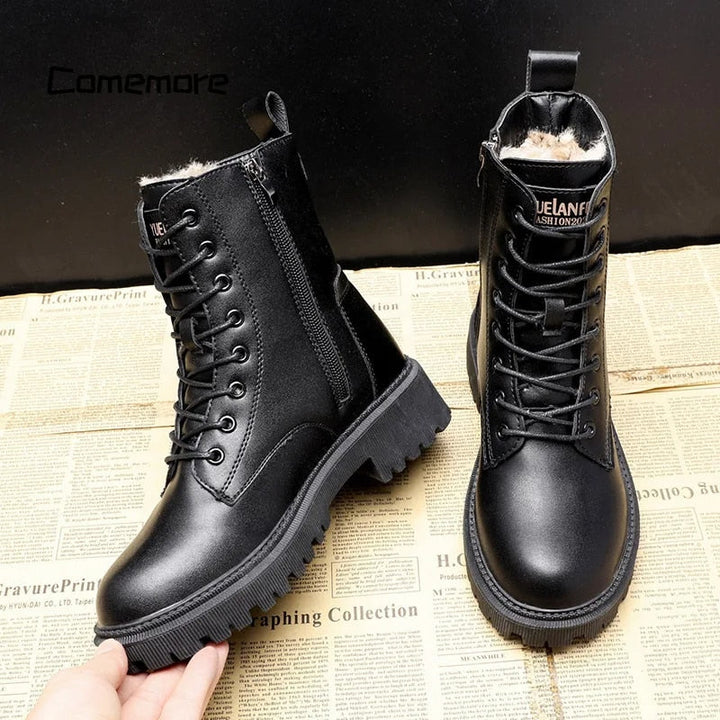 Piper™ - Black leather winter boots 