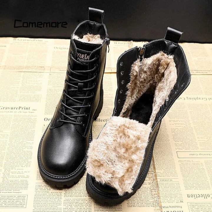 Piper™ - Black leather winter boots 