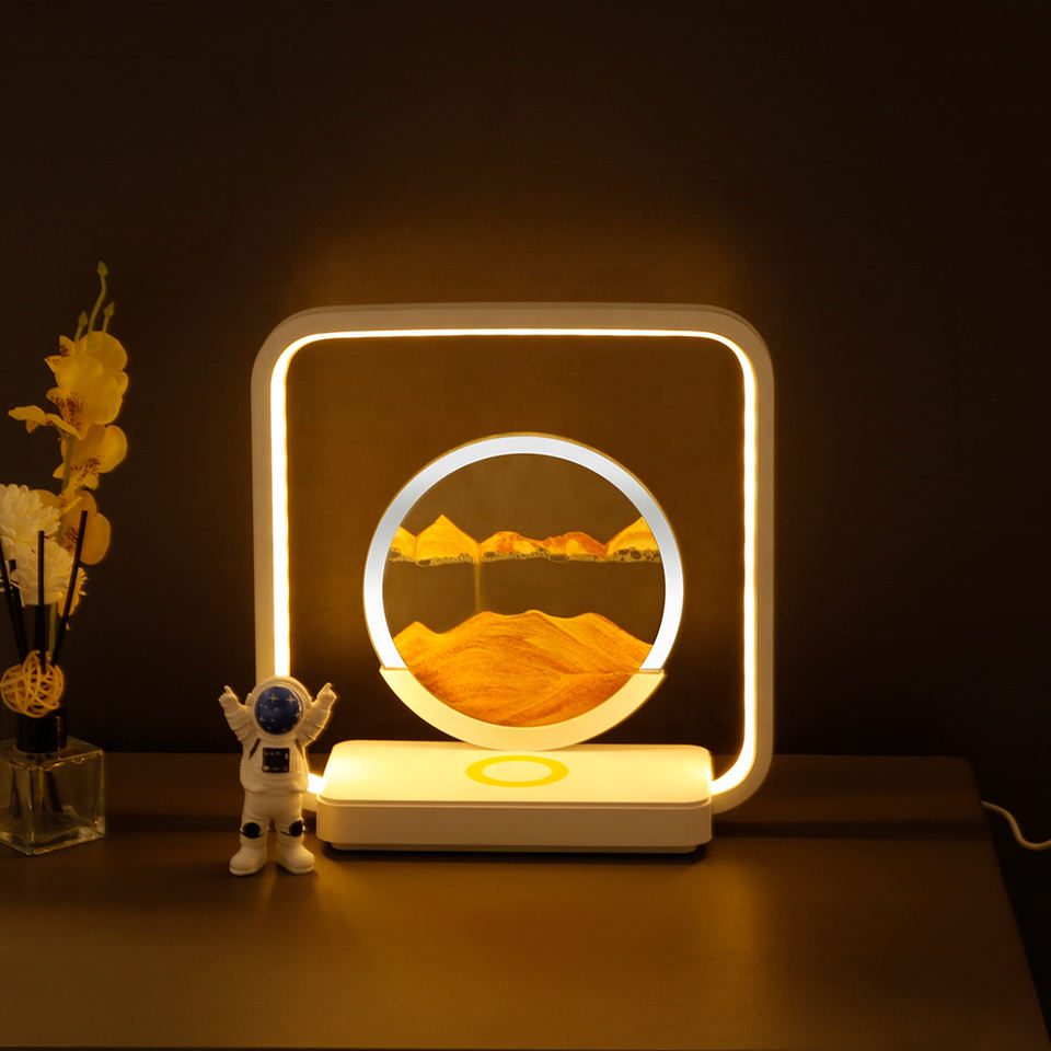 TranquilFlow - Calming lamp with flowing sand (+ wireless charger) 