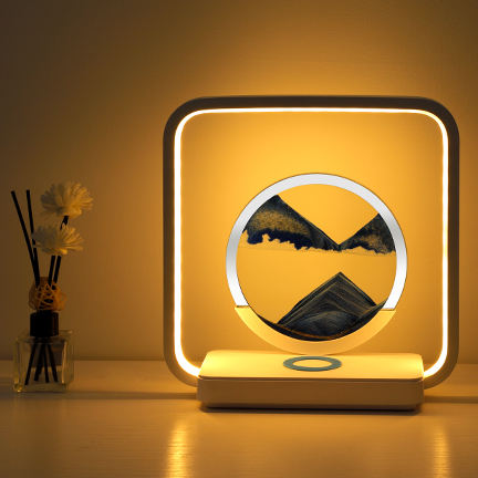 TranquilFlow - Calming lamp with flowing sand (+ wireless charger) 