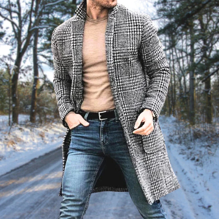Paolo - Chic checked mid-length jacket