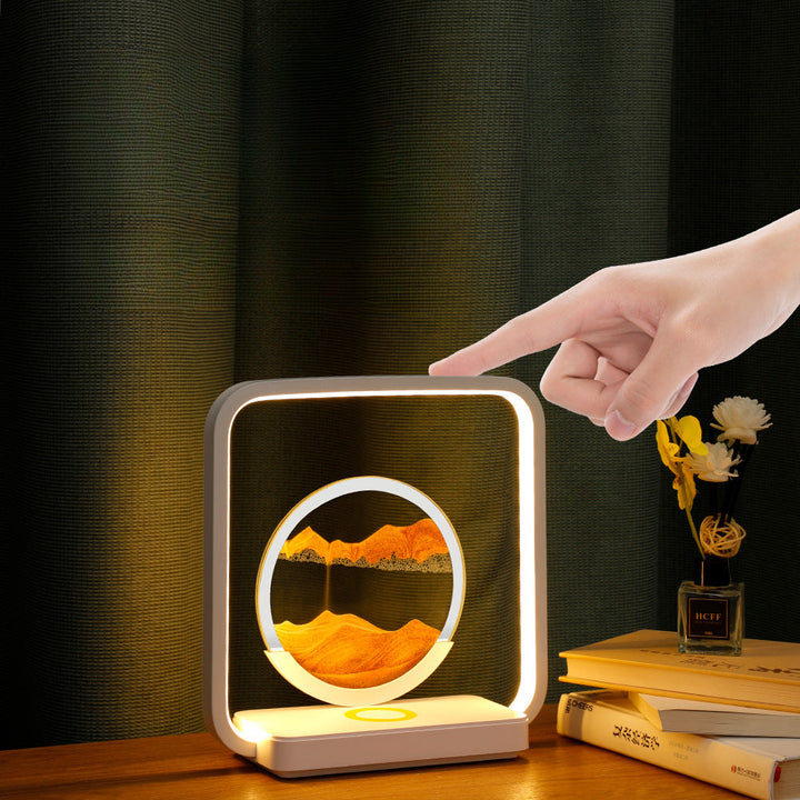 TranquilFlow - Calming lamp with flowing sand (+ wireless charger) 