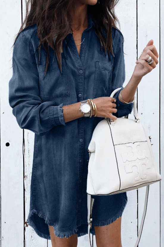 Riley - Washed denim shirt dress 