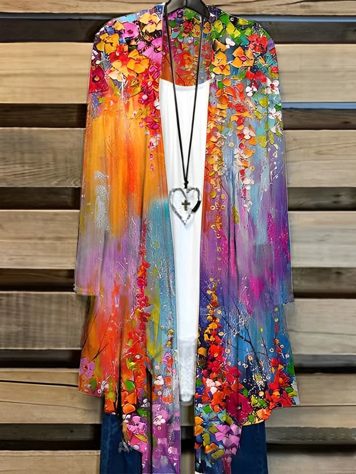 Lena™ Women's lightweight wrap vest with painted print