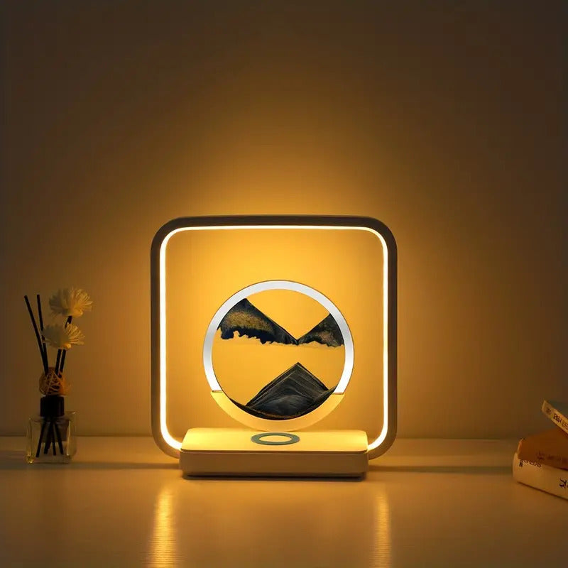 TranquilFlow - Calming lamp with flowing sand (+ wireless charger) 
